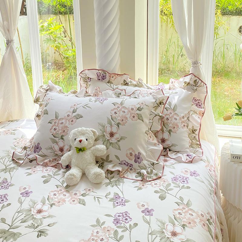 

Хлопок 2 шт. Наволочки Домашнее постельное белье Декоративная наволочка Цветочный принт Свадьба Супермягкая наволочка 48x74cm 2pcs