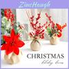 Christmas Mini Tree Decor With Christmas Flower For Festive Table Scene