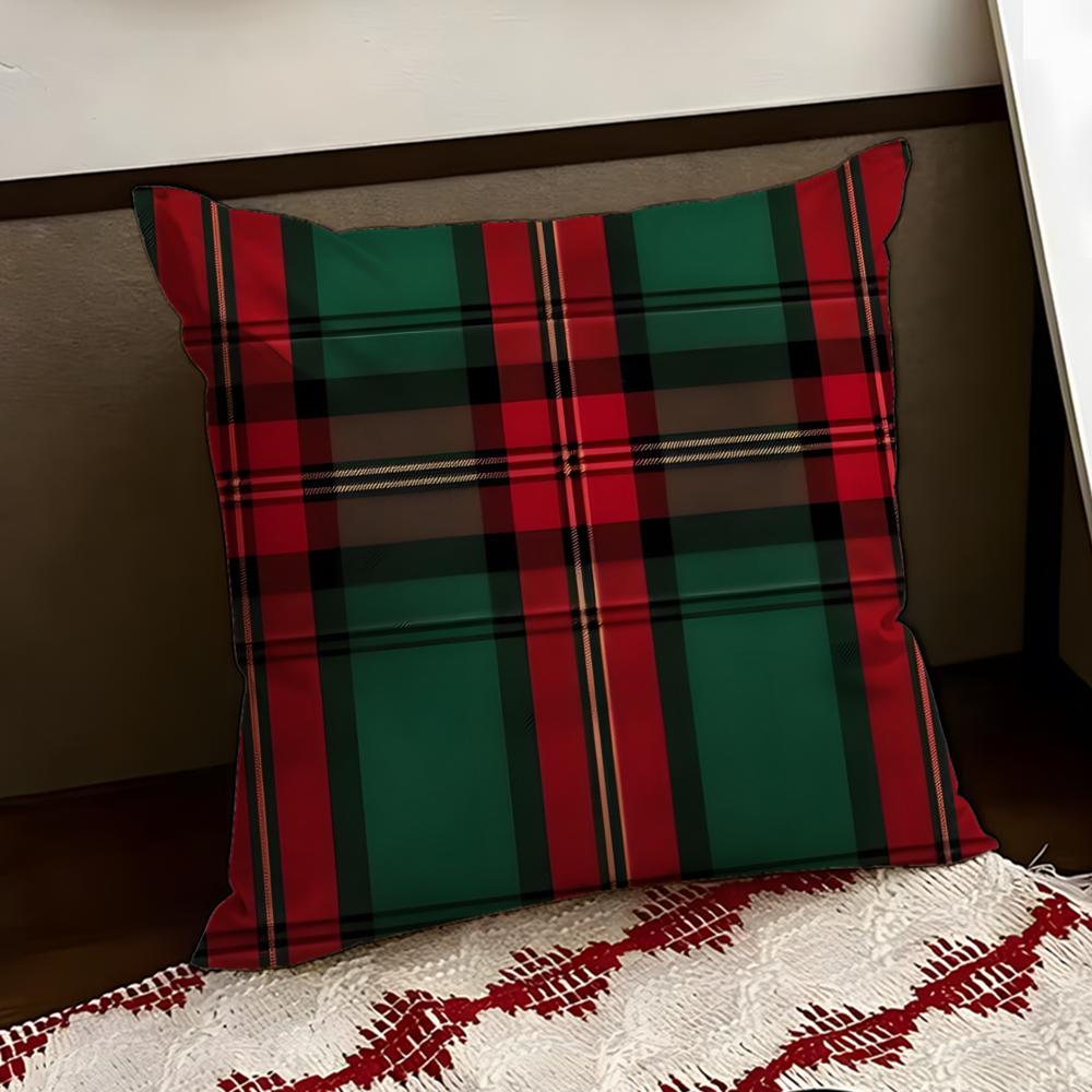 Christmas PPlaid Cushion Cover Reversible Soft Durable Pillow Cover Home  Car MultiScene Use for Daily Comfort