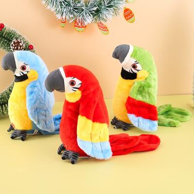 New Model, Electric Plush Toy Parrot, Electric Recording Learns To Talk, and the Parrot Twists Its Wings To Play.