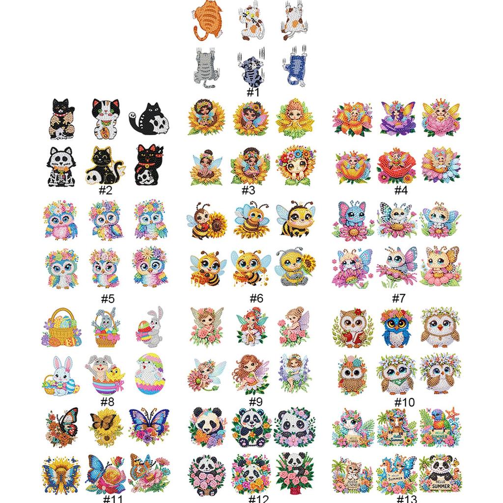 6pcs Acrylic DIY Animals Diamond Painting Magnets DIY Art Fridge Magnet Refrigerator Sticker Refrigerator Diamond Art Magnets