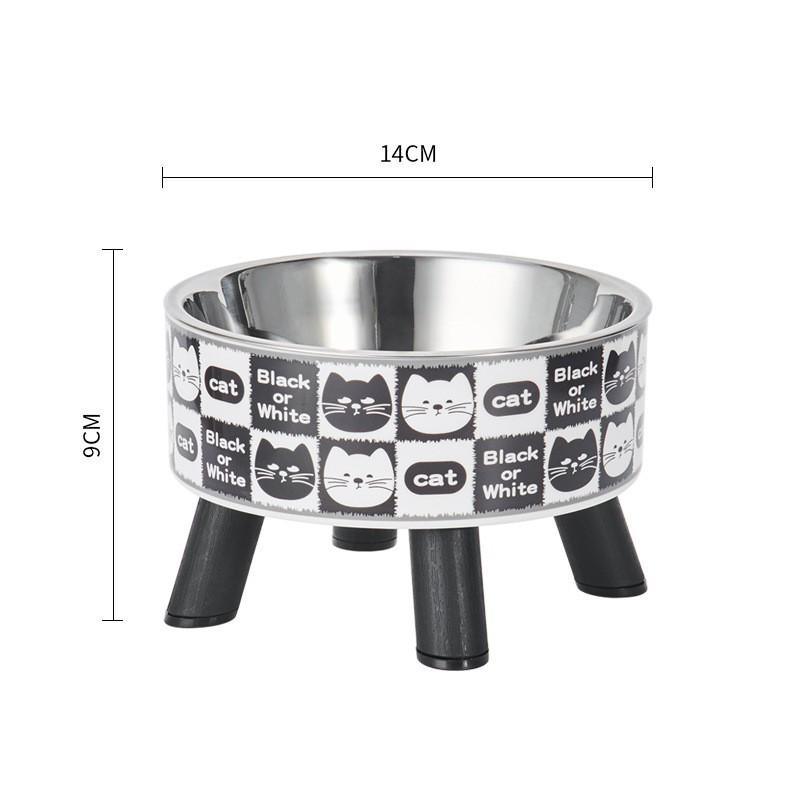 Anti-Spill High-Footed Stainless Steel Pet Bowl for Cats and Dogs with Neck Protection