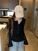 Autumn Korean Style Slimming Long-Sleeve Button-Up T-Shirt