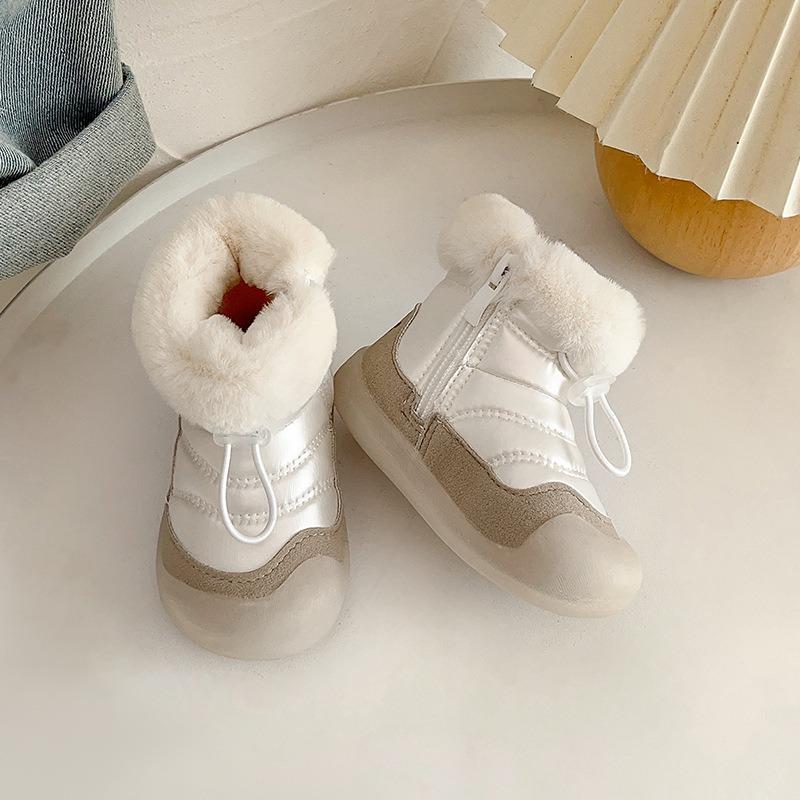 Baby Fleece Lined Snow Boots Infant Soft Sole Toddler Walking Ankle Boots For Boys Girls