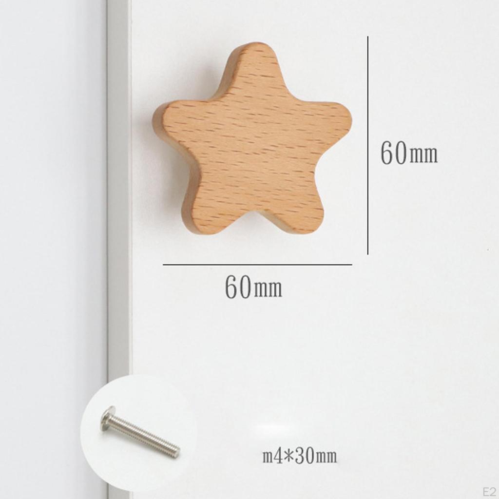 4 Pieces Wooden Cabinet Knobs Drawer Pulls Furniture Dresser Pull Handles for Shelf