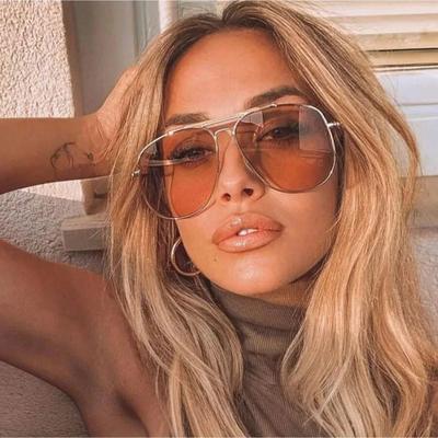 Modne Damskie Okulary Przeciwsłoneczne Retro Metalowa Oprawka Vintage Podwójny Mostek UV400 Odcienie dla Kobiet Mężczyzn Gafas De Sol