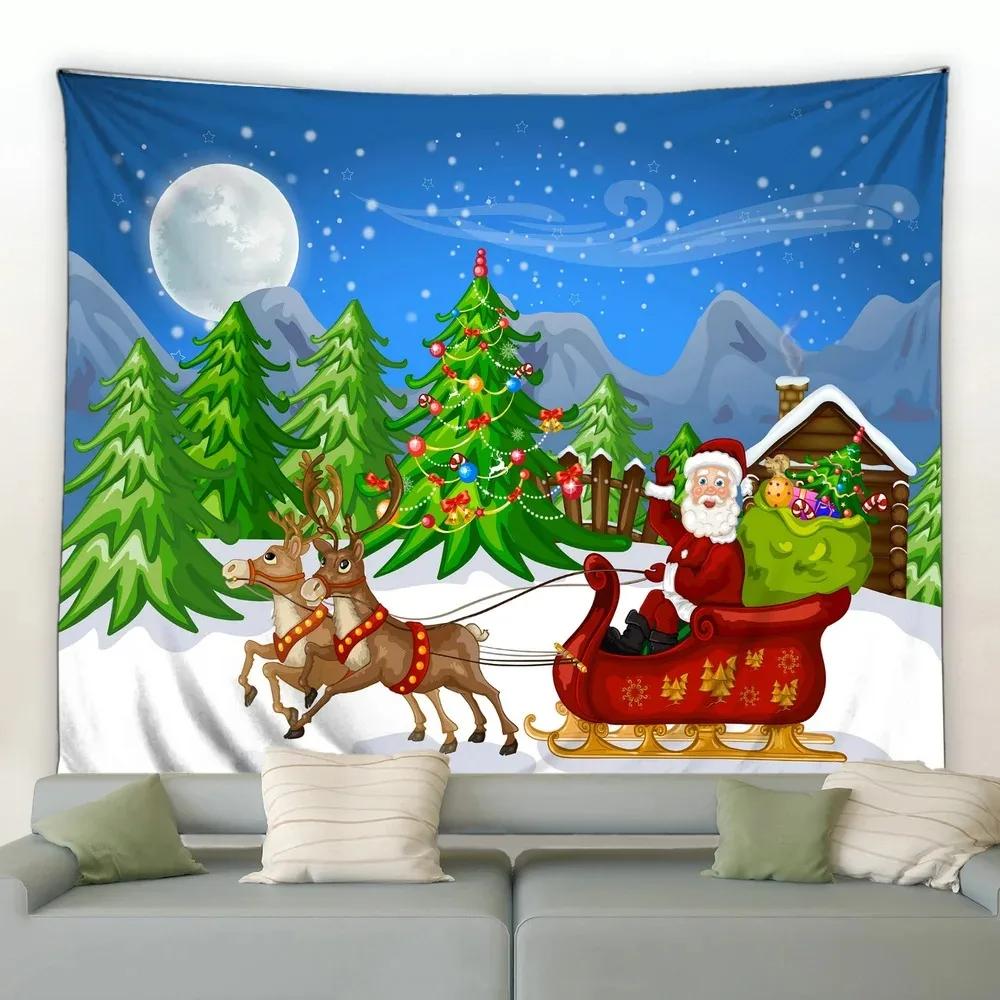 Christmas Cartoon Style Tapestry Bedroom Living Room Home Christmas Decoration Tapestry