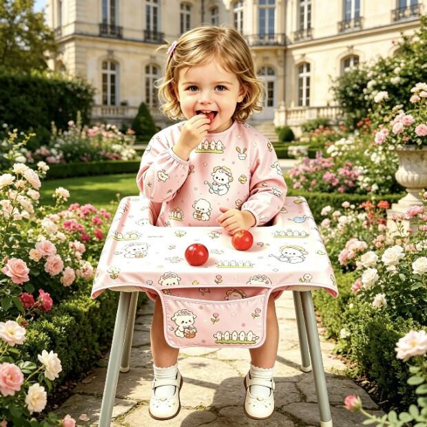 Children's Waterproof High Chair Food Bib Coverall