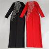 Elegant European & American Rhinestone Beaded Long-Sleeve Slim Fit Party Dress