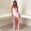 Summer New European and American Style Sexy Tube Top Evening Dress Temperament Waist Dress Split Dress Wholesale Price