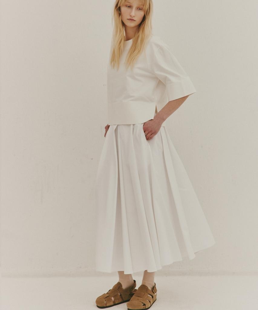 Okuka Cotton Full Skirt - White