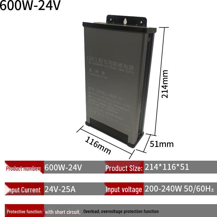 Weather-Resistant 12V/24V High-Power Transformer with Waterproof Switching Power Supply