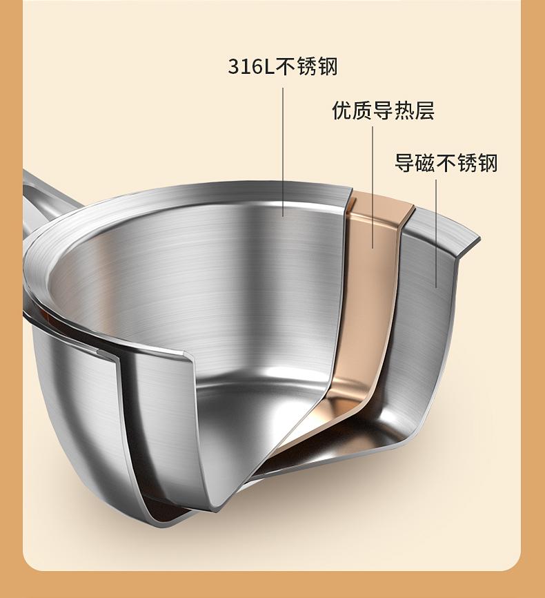 Kangbach Uncoated 316L Three-Layer Steel Milk Pot