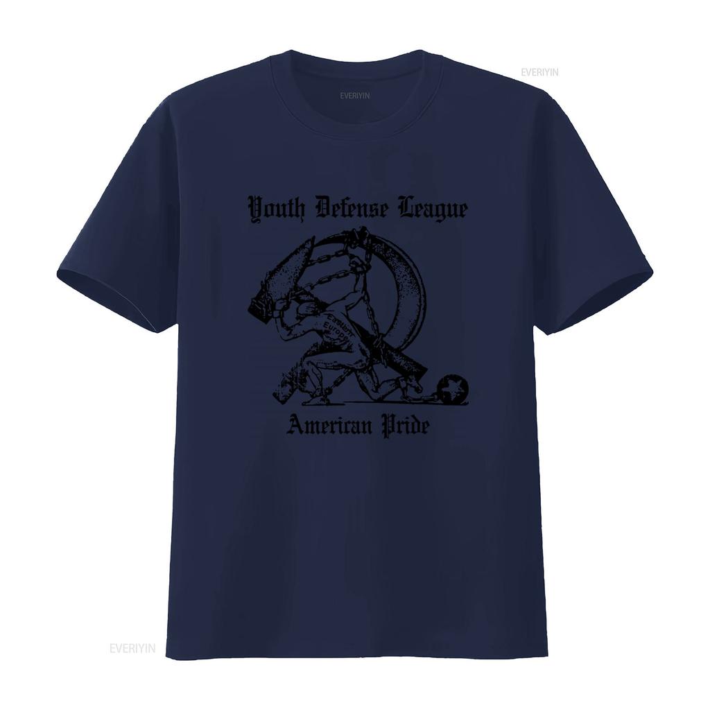 Youth Defense League T Shirt with American Pride Print Stylish and Patriotic Design for Vintage Washed Casual Breathable
