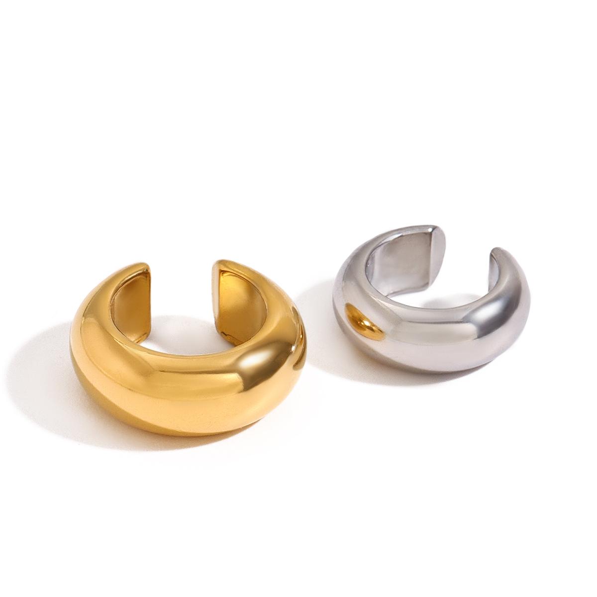 

Yori 18K Gold Plated Stainless Steel Ear Clamps Dual Tone Curved Design Elegant Modern for Any Occasion Jewelry NEW золотистый