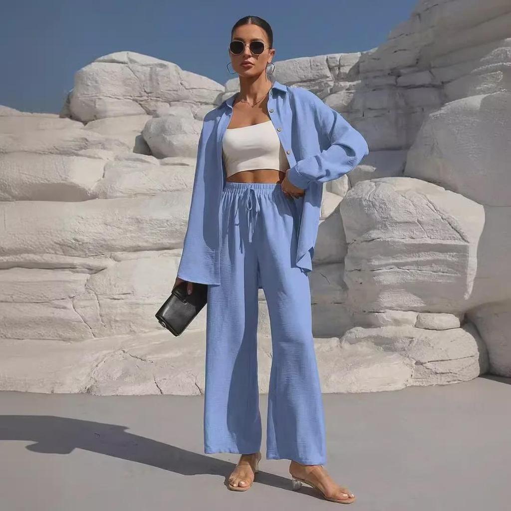 2025 Herbst Damenmode Zweiteiler: Lockere Strickjacke & Weitbeinige Hose