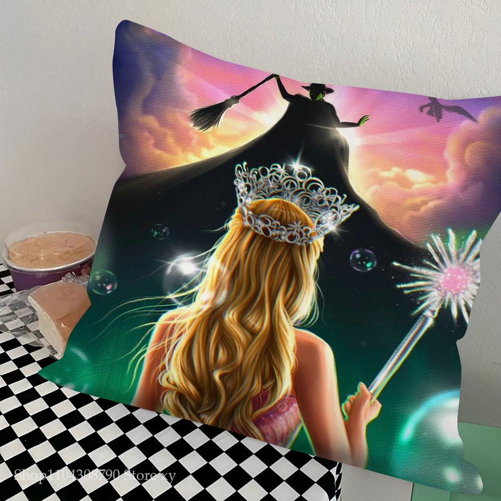 W-Wicked Part One Movie B Pillow Case Square Pillow Bedroom Sofa Leisure Comfort Cushion Car Living Room Home Decoration