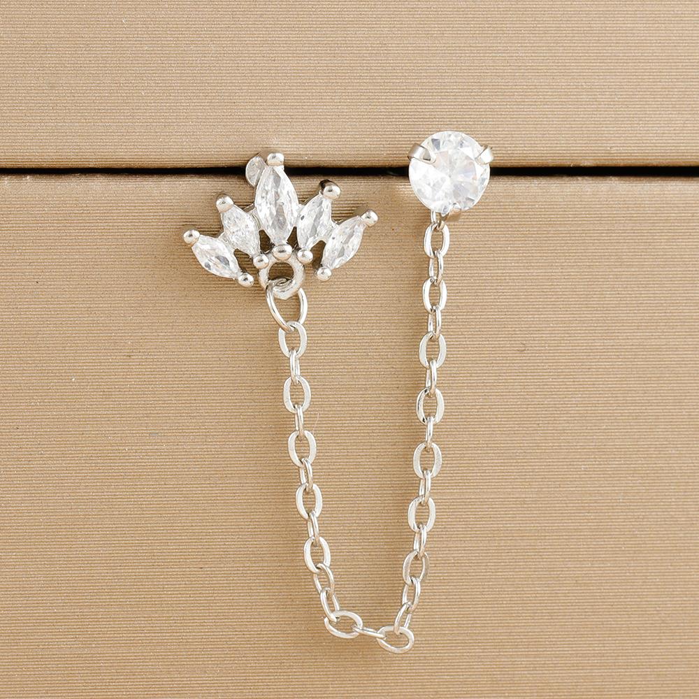 1PC Silver Color Stainless Steel Mini Stud Earrings Women Girls Heart Star Flower Helix Ear Cartilage Piercing Jewelry Gifts