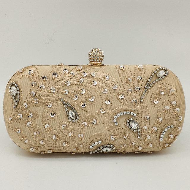 

Boutique De FGG Vintage Sequins Crystals Women Beaded Evening Clutch Bags Bridal Wedding Party Flower Beading Handbags Purses Fit Iphone 8 Plus