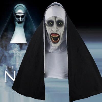 New Nun Horror Mask Hood Helmet Valak Halloween Scary Cosplay Costumes Prop Party