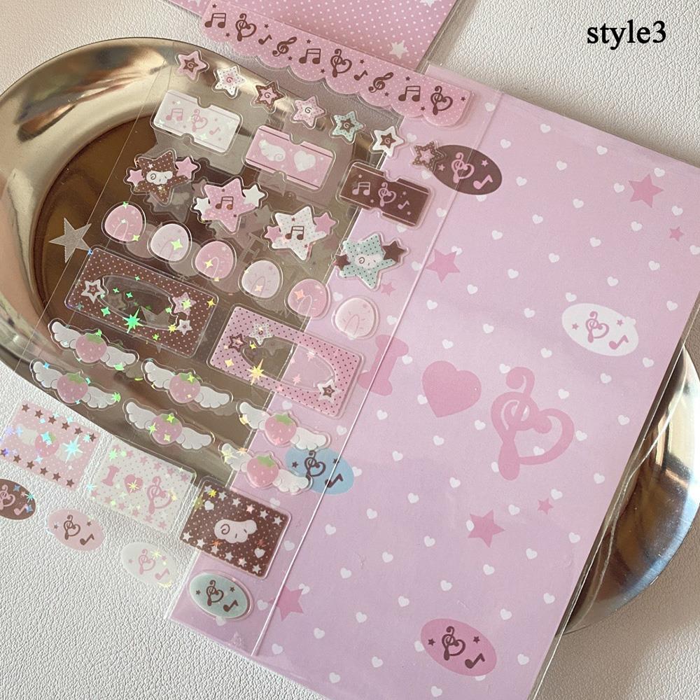 Strawberry Star Musical Note Stickers DIY Sticker For Phone Camera Luggage Earphone Decoration Handmade Materials Stickers