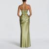 2026 Spring New Women's Clothing, Cross-border European and American Dresses, Slim-fitting Solid-color French Neck-hanging Hollow Dress