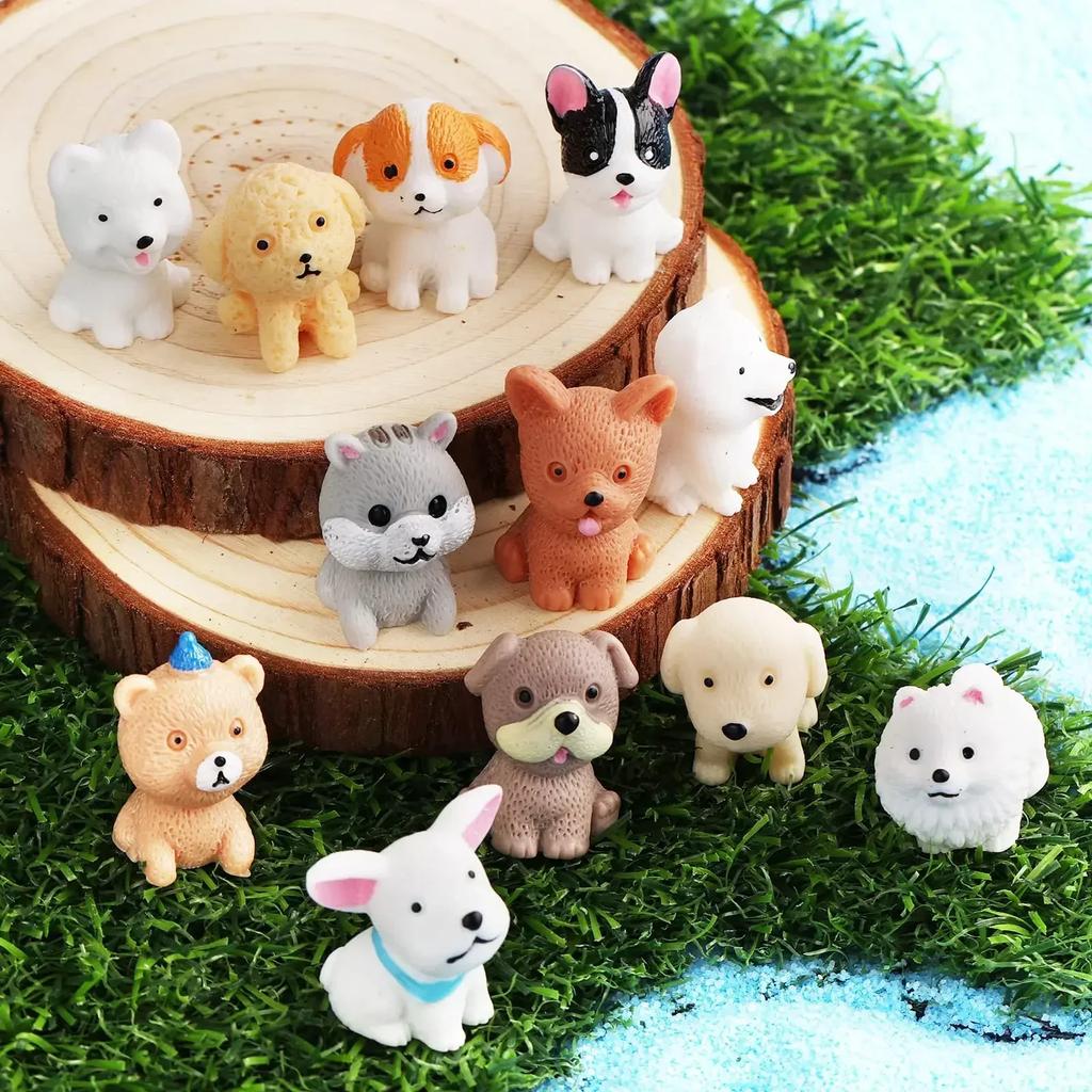12PCS Dog Miniature Figurines Miniature Terrarium Crafts Realistic Animals Dogs for Fairy Garden Accessories