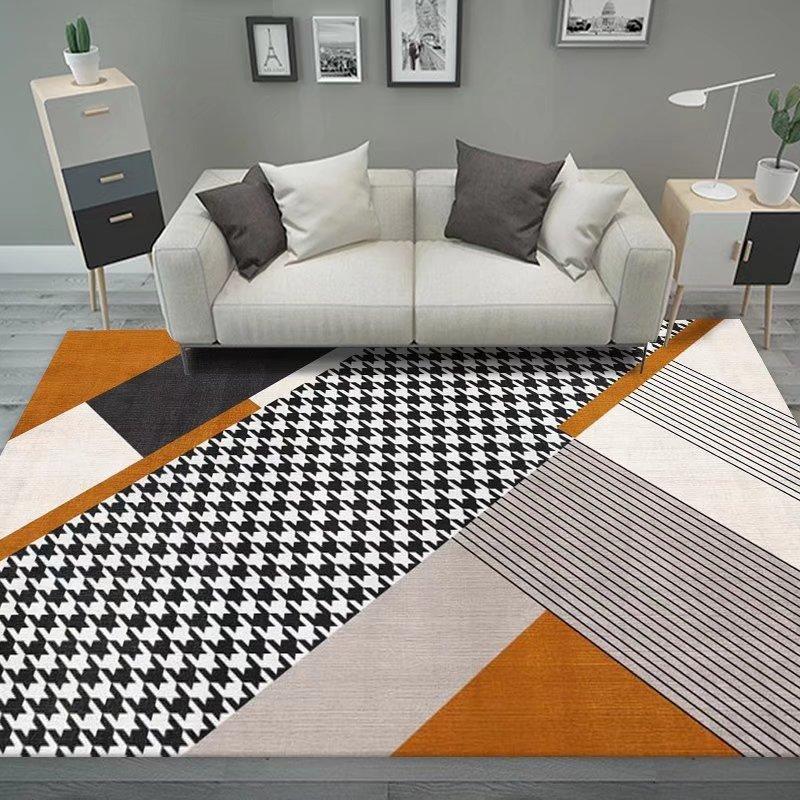 Soft Orange Living Room Carpet European Geometric Home Decoration Rug Washable Cloakroom Floor Mat Large Size Bedroom Rugs 2x3m