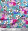 Soimoi Japan Crepe Satin Fabric Leaves & Plumeria Flower Decor Fabric Printed Metre 42 Inch