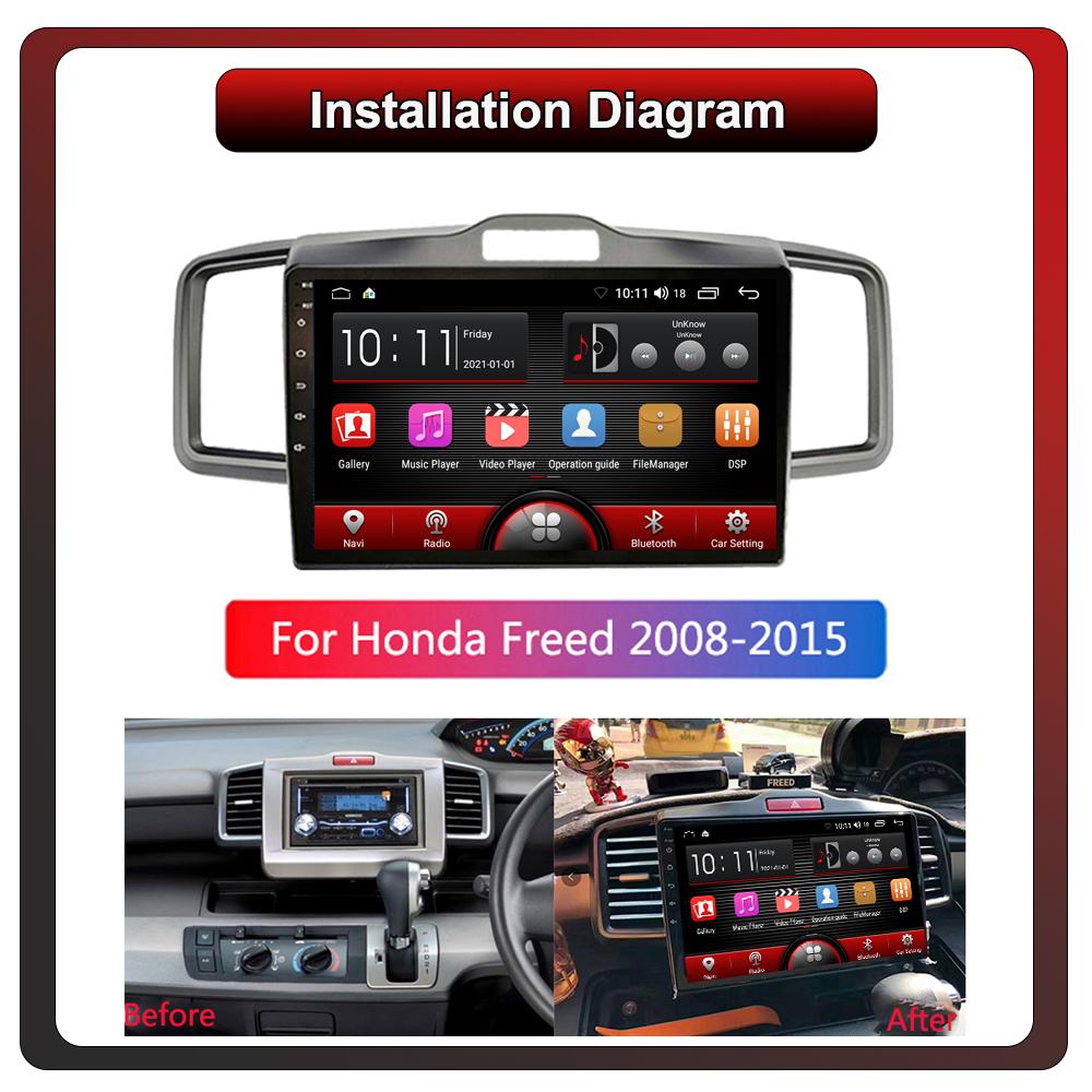 2Din Android Car-Play Car Radio,Honda Freed 2008-2016,Multimedia Player Head Unit Stereo GPS Navigation BT WIFI,2+32GB