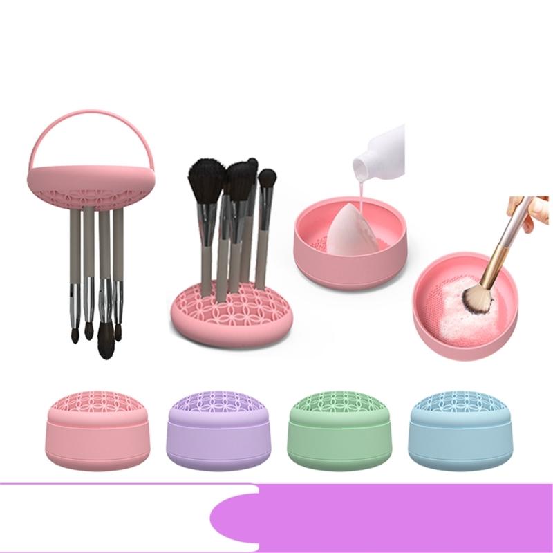 3 in 1 Silicone Makeup Brush Cleaner Convenient and Portable to Cleaning Your Brushes for Women Girls