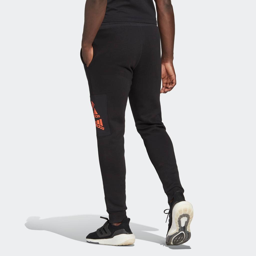 Adidas Logo Print Drawstring Joggers With Elastic Waist Men Bottoms Black HL9375
