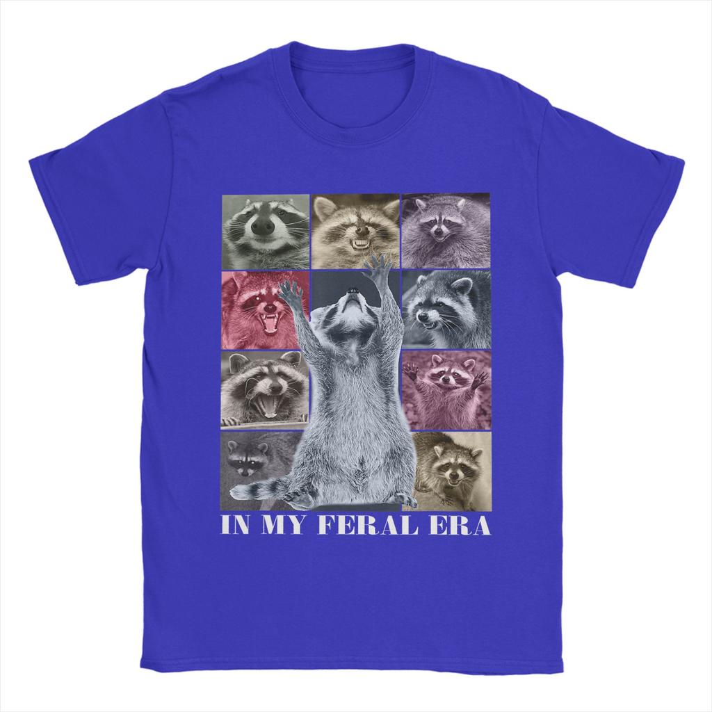 T-shirt Unisexe 'Dans Mon Époque Sauvage' Raccoon Animal Meme Drôle Hauts 100% Coton Nouveauté Manches Courtes Col Rond Idée Cadeau T-shirts