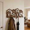 Retro Inspires Wood Key Holder With 3D House Shape Decorative Wooden Hanger For Keys And Small Items