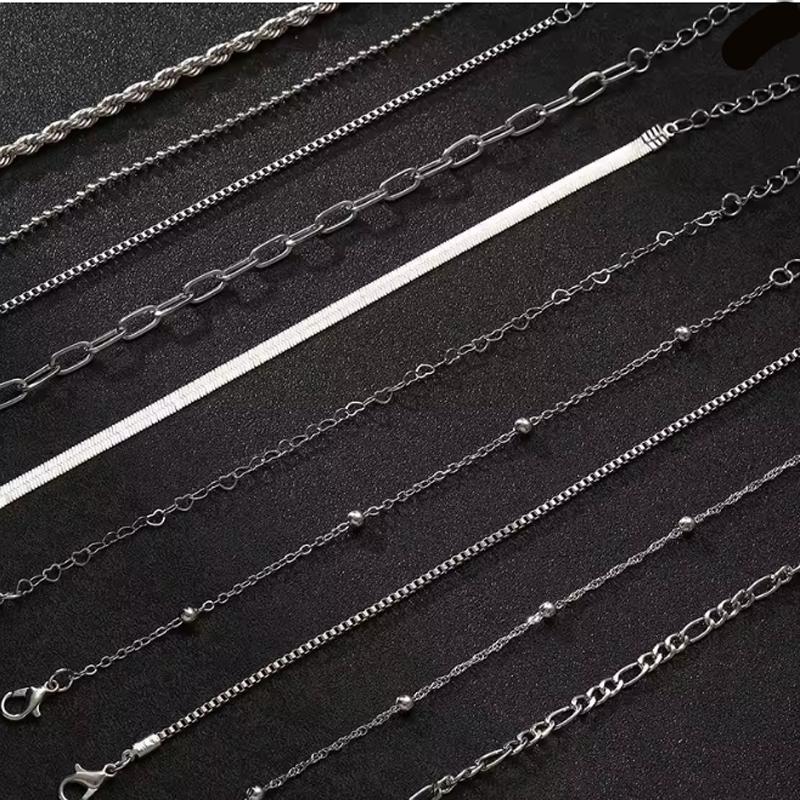 10Pcs Vintage Gold Snake Chain Bracelet Set Boho Multi-layer Box Chain Stackable Bracelets Women Summer Fashion Jewelry Gift