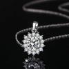 Gold-Plated Round Sunflower Pendant Necklace with Diamonds - Clavicle Chain Christmas Gift