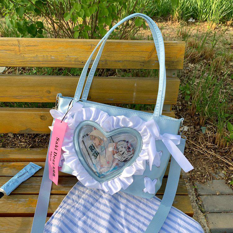 Sac Ita Cœur en Dentelle Anime Doux & Cool Épicé pour Femmes - Petit Sac Bandoulière/Épaule/Aisselle