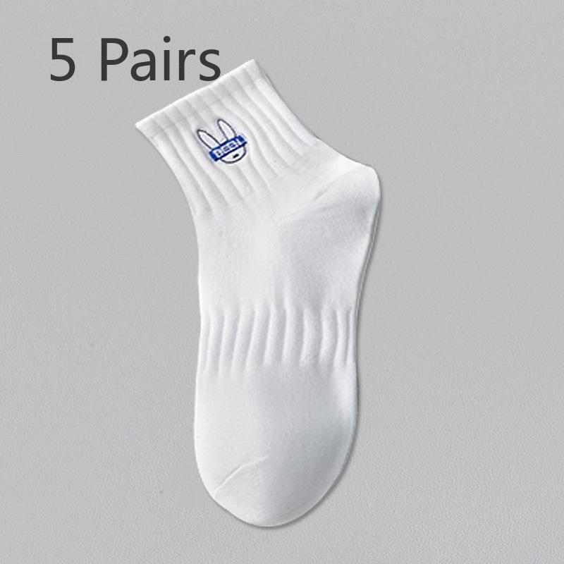 

5 пар мужских весенне-осенних спортивных хлопковых дезодорирующих носков-гольф для баскетбола, хорошо впитывающих пот 5 Pairs белый