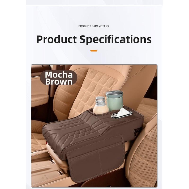 Car Armrest Box Height Increase Cushion Pad With Cup Holder & Storage Organizer Adjustable Automotive Interior Accessories