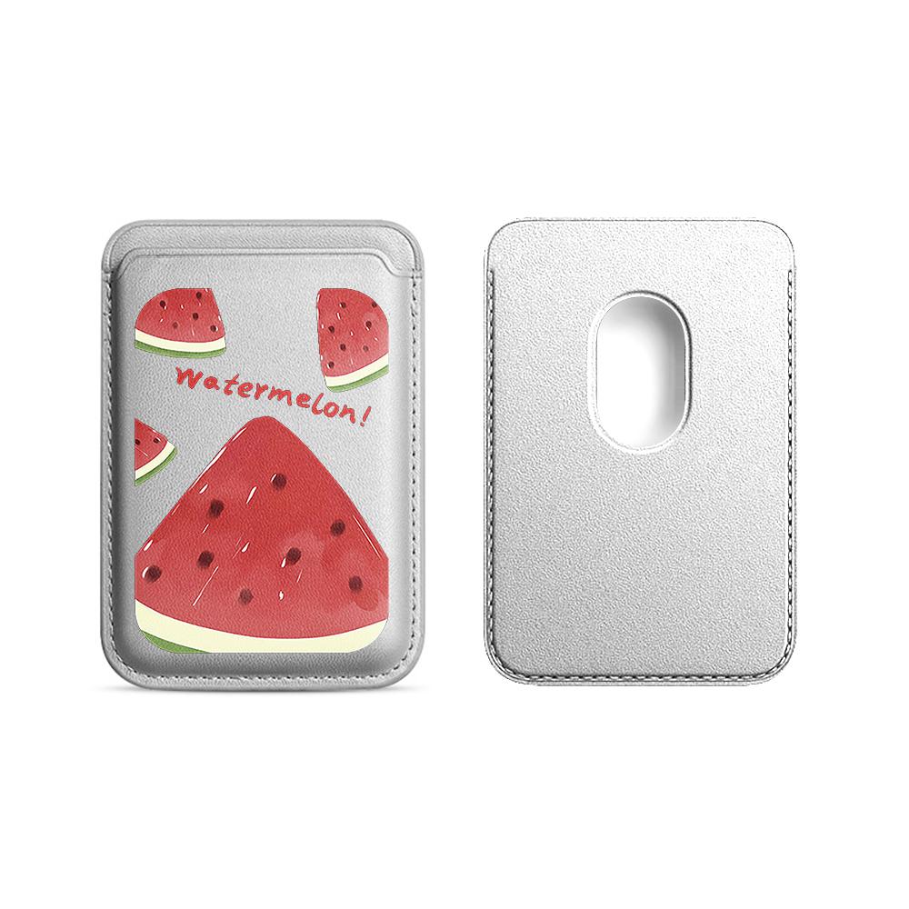 Summer Fruit Watermelon Leather Phone Wallet Case For Magsafe Magnetic Slim Back Pocket Shockproof Durable Stylish Cover