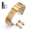 18/20/22/24mm Stainless Steel Watch Band Curved / Flat End Metal Bracelet Silver Gold Black Folding Buckle Universal Watch Strap