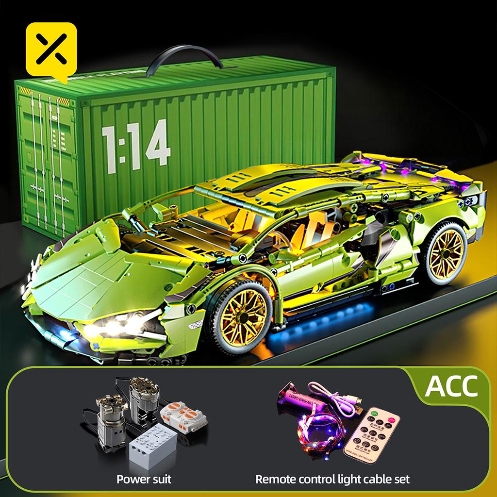 ToylinX 1:14 Technical Building Blocks Car Racing Sport Speed Vehicle Model City Mechanical Super Bricks Puzzle Toys Adult Gifts