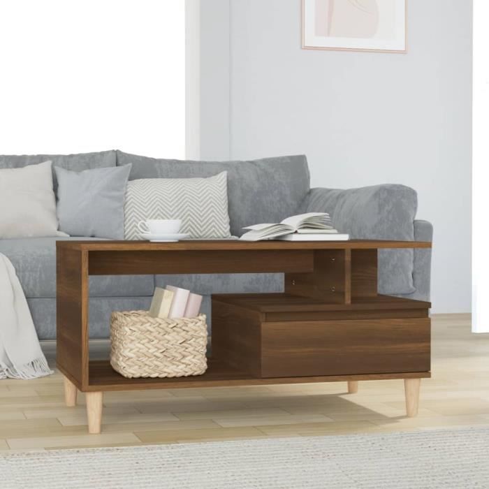 819619 vidaXL Table basse Chêne marron 90x49x45 cm Bois d'ingénierie