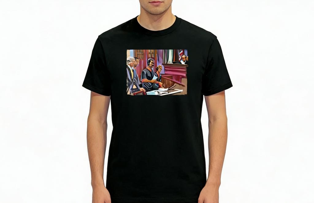 Court Sketch Refuse War Printed Mens Tshirt and Outdoor Top for Military Fans Summer New Mens Womens Pure Cotton Tshirt