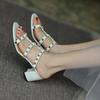 Rivet Thick Heel with Slippers Women's Summer 2025 New Versatile Rivet High Heel Open Toe Sexy Sandals Women