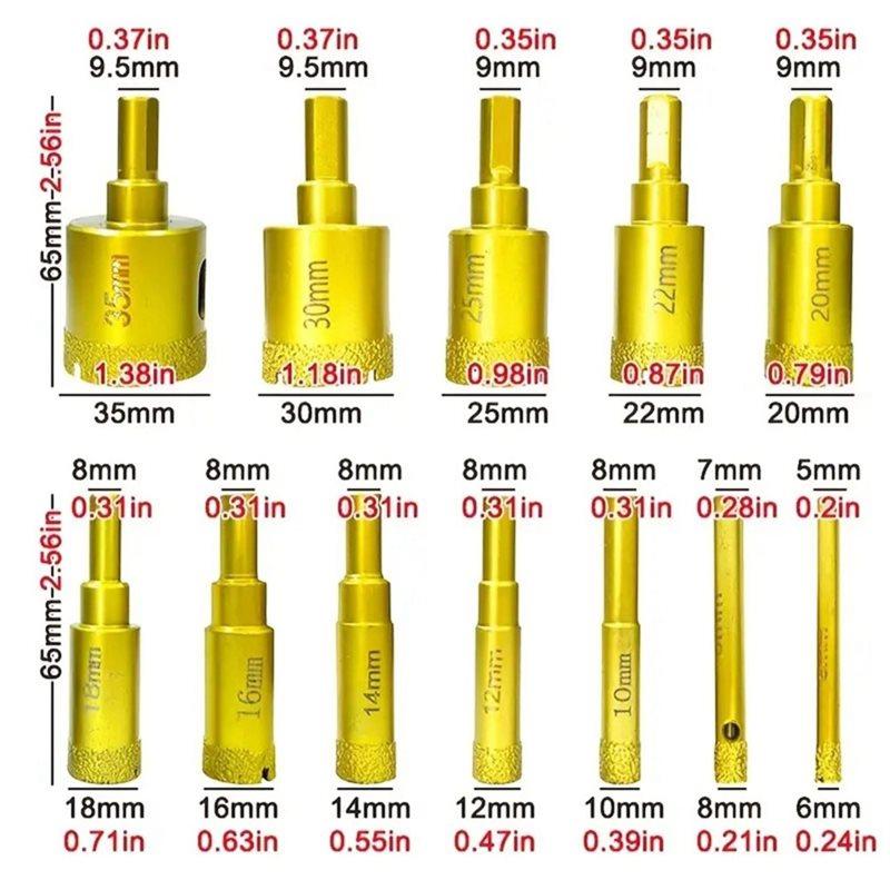 A84E-12Pcs Diamond Drill Bit Set 12Pcs Diamond Drill Bit Kit For Glass And Tiles 6-35Mm Diamond Drill Bits Set