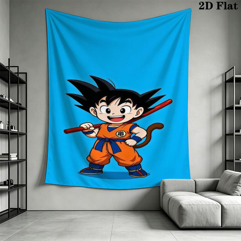 Cartoon Son Goku Wall Tapestry Aesthetic Wall Hanging Printed Fabric Blanket Decorative Tapestries For Bedroom Living Room Home Decor