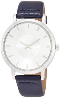 Fieldwork Analog Classy Watch with Leather Strap, Navy, QKD054-1