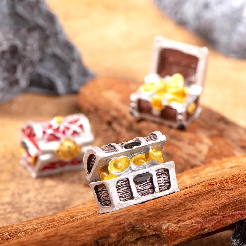 Mini Decorazione per la Casa Micro Paesaggio Scatola per Gioielli Gioco Avventura Pirata Scatola di Contanti in Miniatura Scrigno del Tesoro Statuetta