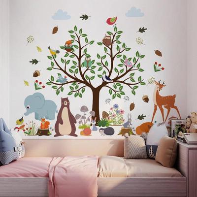 Cartoon Animal Forest Wall Decals for Children's Room and Classroom Decor
